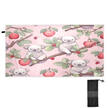 Imagem de Blueangle Toalha de praia pequena coala morangos - Toalhas de viagem leves compactas e grandes - Toalha de secagem rápida super absorvente para natação, acampamento e férias (897)