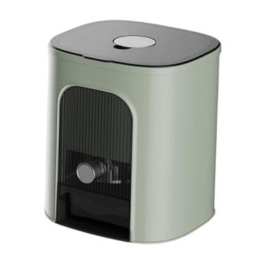 Imagem de Fenteer Distribuidor de arroz hermético Balde de arroz Recipiente de armazenamento de arroz Recipiente de grãos portátil para armário doméstico Restaurante, Verde 5kg
