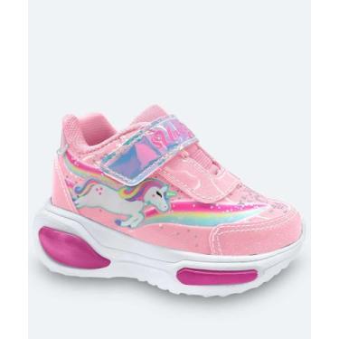 Imagem de Tênis Infantil Estampa Unicórnio tiras autocolantes Rosa-53313 - Mini 