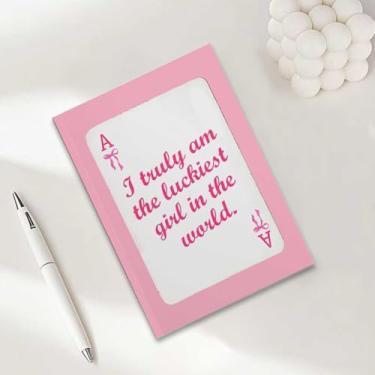 Imagem de Caderno de cartas de pôquer rosa para viajantes, caderno A5 para anotações no escritório, agenda de 21 x 14,7 cm, agenda, diário de viagem