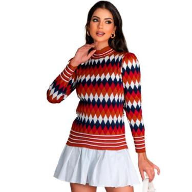 Imagem de Sueter De Frio Blusa Tricot Parka Feminino Top Casaquinho Tamanho Únic