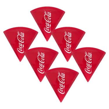 Imagem de Jogo 6 Pratos Pizza Coca Cola De Melamina 22cm - Vermelho - Hauskraft,