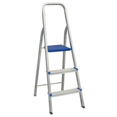 Imagem de Escada de Alumínio 3 Degraus  Domestica Real - REAL ESCADAS