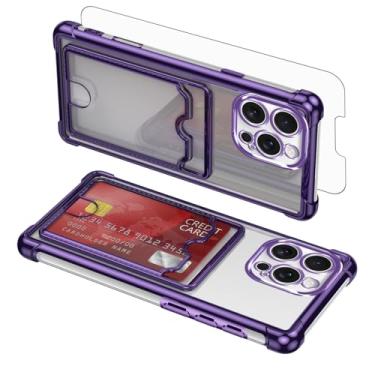 Imagem de Asuwish Capa de celular para iPhone 14 Pro 6,1 polegadas com protetor de tela de vidro temperado e suporte de cartão rígido híbrido acessórios para iPhone 14Pro 5G i i-Phone i14 iPhone 14 4 14Pro