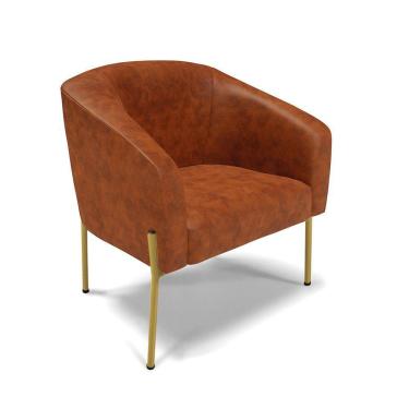 Imagem de Poltrona Pé De Ferro Dourado Sala De Estar Stella Corano Nozes D03 - D'rossi