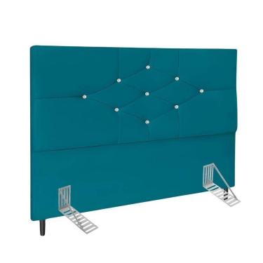 Imagem de Cabeceira Solteiro 90cm Virgínia Suede Azul Tiffany E Frame