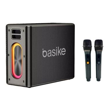 Imagem de Caixa De Som Bluetooth  Karaokê Rgb 120W  Com 2 Microfones Sem Fio  Basike