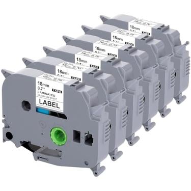 Imagem de Weemay Fita de etiqueta 6PK compatível com Brother Label Maker TZ Tape 18 mm 0,7 branco laminado TZc241 TZe-241 TZ241 TZ-241 3/4 polegadas TZe refil para impressora Ptouch PT-D400AD PT-D610BT PT-D600