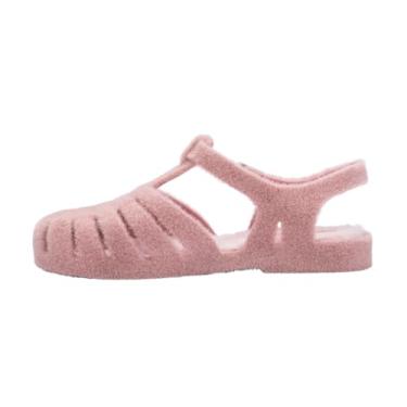 Imagem de Melissa Sandália feminina Possession Jelly – O sapato Jelly original, sandália de pescador com alça ajustável e fivela lateral, Rosa flocado, 34