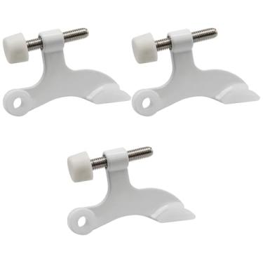 Imagem de Litoexpe Pacote com 3 batentes de porta de pino de dobradiça branco com pontas de borracha para para-choque, pino de dobradiça resistente ajustável, batente de porta