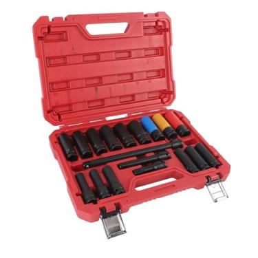 Imagem de aqxreight Conjunto de Soquete de Impacto de Unidade de 18 Unidades de 1/2 Polegada Com Barra de Extensão de 3 pol. 5 pol. 10 CRV 10 a 24 Mm Tamanho Métrico 6 Pontos para Reparo Automático,