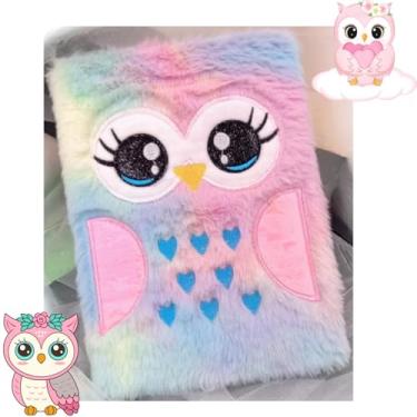 Imagem de Caderno/Agenda Coruja Fofa, Pelúcia, 80 Folhas, 21x14cm, Papel Premium