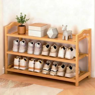 Imagem de HOLTPHILI Sapateira de bambu de 3 camadas, organizador de sapatos, suporte para armário, entrada, corredor, banheiro e sala de estar, natural