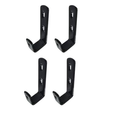 Imagem de ZHYOHEN 4 peças de largura interna 2,5 cm gancho de ferro prático resistente com revestimento de PVC suporte de escada de beliche preto adequado para armazéns, galpões, lojas, cozinhas