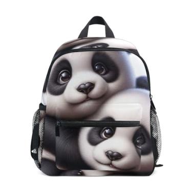 Imagem de GAIGEO Panda Bears Cute Kids Mini Backpack, 10x4x12 In, Toddler Backpack for Boys Includes Water Bottle Pockets, Whistle Clip for Safety