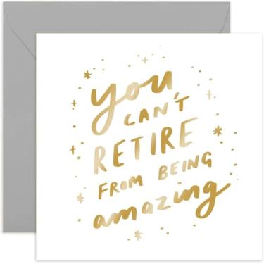 Imagem de Old English Co. Can't Retire From Being Amazing Funny Retirement Card for Him or Her - Gold Foil Leaving for New Job Card for Men or Women - Good Luck to Colleague | Blank Inside with Envelope