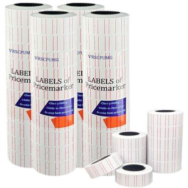 Imagem de 40 rolos de etiquetas de preço - 20.000 etiquetas em branco, etiquetas de preços de 1 linha de 8 bits para varejo. Compatível com MX5500, NEW5500, CN-979 e mais máquinas de pistola de preços de 1