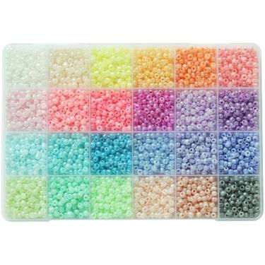 Imagem de LEECOON Miçangas de semente tamanho 6/0 24 cores, cerca de 2500 peças em caixa, contas de semente de vidro de cor ceilão de 4 mm para fazer joias pulseira colar de orelha