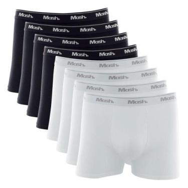 Imagem de Kit Cueca Boxer Mash 8 Peças Masculina Algodão Elástico, G, Preto