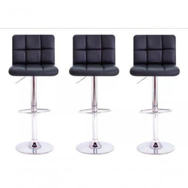 Imagem de Kit 3 Banquetas Decoreshop Estofada Com Encosto Para Cozinha Americana