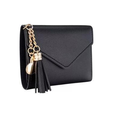 Imagem de Carteira Feminina Pequena Preta Porta Cartões Documentos Pu
