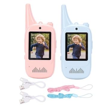 Imagem de Qinlorgo Walkie Talkies de 2 Vias para Crianças, Câmera HD 4 Efeitos de Voz Em Tempo Real Intercomunicador de Vídeo de Longa Distância Walkies Talkie Com Cordões Anti-perda Vídeo