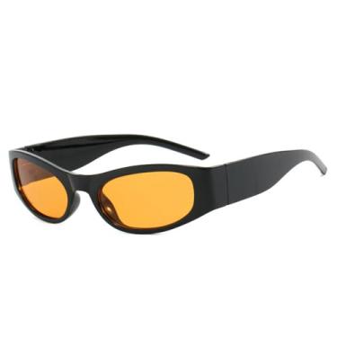 Imagem de Óculos de Sol Femininos Ovais em Cores Jelly, Estilo Punk, Proteção UV400, Ideais para Esportes ao Ar Livre, Corrida e Ciclismo, nas Cores Preto e Amarelo.