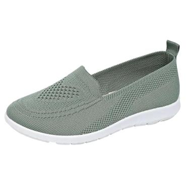 Imagem de Sapatos femininos modernos, casuais, versáteis, plus size, de corte baixo, leves, confortáveis, primavera/verão, modernos, sapatos de salto plataforma, Verde militar, 37 BR