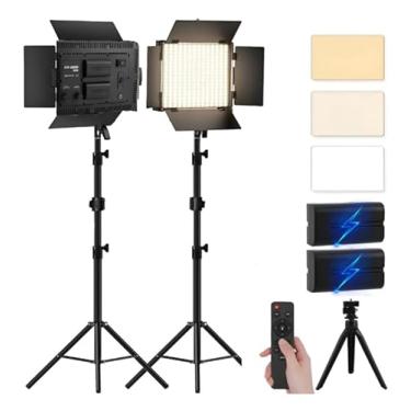 Imagem de Iluminador Led Painel Semfio Profissional 50W 2 baterias,2tripes 127/220v Preto 3 Nivels, 4000mAh