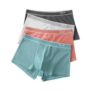 Imagem de Shorts Boxer De Algodão Masculinos 4 Peças, Roupa Íntima Sexy, Cuecas 