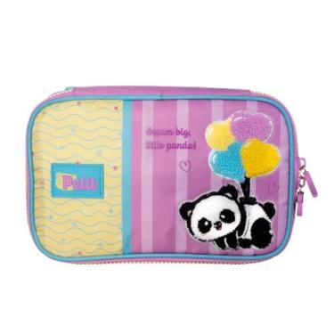 Imagem de Estojo Box Panda Coração Infantil Escolar Meninas Balão Cor:Rosa, Rosa