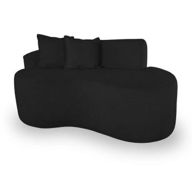 Imagem de Sofá Curvado Feijão Moderno Sala 2 Lugares Bouclé Preto