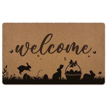 Imagem de huester Tapete de porta de boas-vindas da Páscoa, coelho da Páscoa, ovo, decorativo, casa, exterior, varanda, entrada, exterior, capacho de boas-vindas, 43 x 76 cm
