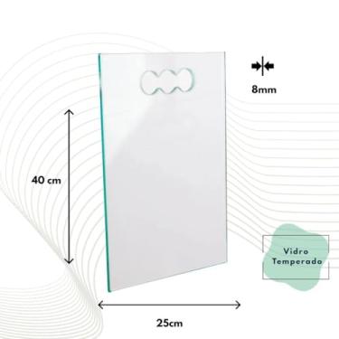 Imagem de Kit 2 Tábuas de Vidro para Churrasco 40x25cm 8mm Incolor Resistentes para Corte e Servir Carnes e Alimentos