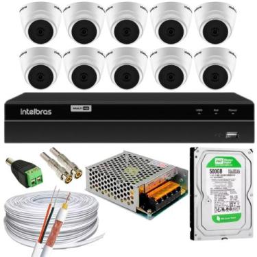 Imagem de Kit 10 Câmera 1220D mic intelbras Com Áudio dvr 1216 C/hd 500gb