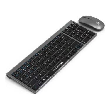 Imagem de Kit Teclado e Mouse Sem Fio Recarregável 2.4G Bluetooth, Wireless ABNT2, Mouse Óptico 800/1200/1600 DPI, Compatível com iOS Android Windows, Preto BK-8078