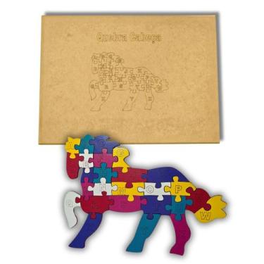 Imagem de Jogo Didatico Quebra Cabeça Cavalo 26 Peças MDF Letras A a Z - Feliz C
