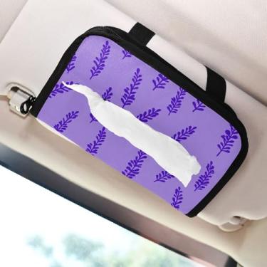 Imagem de SEHANY Porta-lenços de papel de carro lavanda roxa, caixa de lenços para carro, viseira solar, porta-guardanapos retangular, dispensador de máscara de carro, caixa de lenços de papel para automóvel