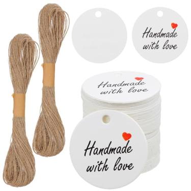 Imagem de Molain 200 peças feitas à mão com etiquetas de amor, etiquetas redondas de papel branco de 3 cm com barbante para artesanato caseiro, latas de vela, lembrancinhas de casamento e festa de aniversário