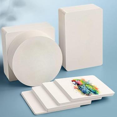 Imagem de 50 peças de papel aquarela, cartão postal, pintura de arte, retangular, circular, papel especial médio grosso padrão de dupla face, papelão em branco (retângulo)