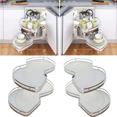 Imagem de 5sssallefaa Organizador de canto cego – Prateleira de armazenamento de carrossel de prateleiras de armário de cozinha, prateleira de canto giratória, para 900 mm ou 1000 mm (versão mão esquerda