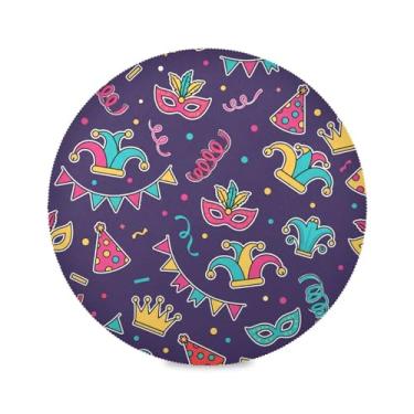 Imagem de Wassud Jogo americano chapéus de festa de carnaval tapetes de mesa redondos para cozinha e jantar tapetes laváveis resistentes ao calor decoração de mesa 39 cm