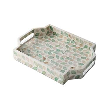 Imagem de Travessa de servir, bandeja decorativa, conjunto de chá, mesa criativa, de madeira, leve e luxuosa, bandejas de concha para festas