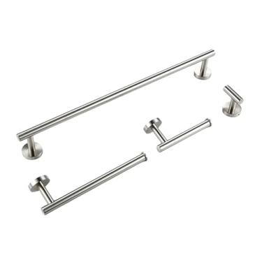 Imagem de Conjunto de acessórios de banheiro dourado escovado, kit de ferragens de 4 peças, suporte de rolo de papel higiênico, prateleira, toalheiro, cabide de roupão, preto, tamanho único (tamanho único