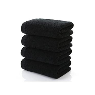 Imagem de pcagfaajmh 1 peça toalha de banho preta grande toalhas de rosto de chuveiro grossas casa de banho hotel (tamanho: 34 x 70 cm) (34 x 75 cm) ()