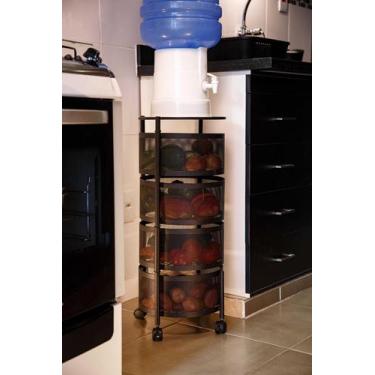 Imagem de Fruteira de Chão Preta com Cestos Organizadores Articulados - K80