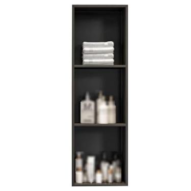 Imagem de Nicho de chuveiro de aço inoxidável, design moderno e elegante, sem necessidade de azulejo para cozinha ou banheiro e quarto (cor: preto, tamanho: 90 x 28 x 12 cm)