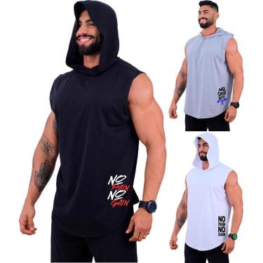 Imagem de Kit 3 Regatas Longline Machão Com Touca Masculina MXD Conceito Academia Exercicio Fisico-Masculino