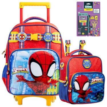 Imagem de Kit Mochila Rodinha Lancheira Spider Spidey Gamer Kit Escolar Xeryus-Masculino