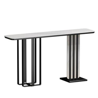 Imagem de Mesa de console de entrada, mesas retangulares de sofá atrás do sofá, mesas de destaque, mesa de entrada de casa de fazenda industrial, para sala de estar, corredor, hall de entrada, decoração de